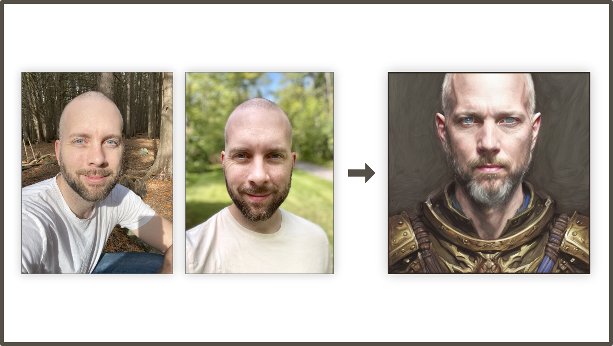 Adam Waselnuk turing selfies into a D&D fantasy portrait.